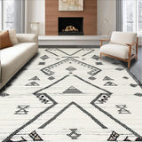Ultra Soft Area Rug, Non Slip, Stain Resistant, Washable Area Rugs for Living Room, Bedroom, Contemporary Patterned Textured Beauty(White)