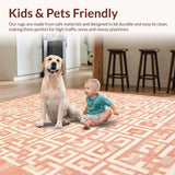 Ultra Soft Area Rug, Non Slip, Stain Resistant, Washable Area Rugs for Living Room, Bedroom, Chic Pastel Lattice Geometric Design(Orange)