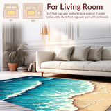 Ultra Soft Area Rug, Non Slip, Stain Resistant, Washable Area Rugs for Living Room, Bedroom, Summer Seaside Aesthetic Bedroom Non-Slip Area Rug(Blue)