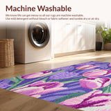 Ultra Soft Area Rug, Non Slip, Stain Resistant, Washable Area Rugs for Living Room, Bedroom, Soft Greenery Seasonal Decor Accent(Purple)