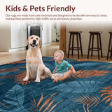 Ultra Soft Area Rug, Non Slip, Stain Resistant, Washable Area Rugs for Living Room, Bedroom, Vintage Coastal Tiled Aesthetic(Blue)