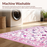 Ultra Soft Area Rug, Non Slip, Stain Resistant, Washable Area Rugs for Living Room, Bedroom, Lively Abstract Floral Elements(White)