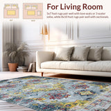 Ultra Soft Area Rug, Non Slip, Stain Resistant, Washable Area Rugs for Living Room, Bedroom, Stylish Vintage Floral Aesthetic(Gray)