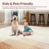 Ultra Soft Area Rug, Non Slip, Stain Resistant, Washable Area Rugs for Living Room, Bedroom, Natural Tones Boho Area with Subtle Mottled and Earthy Beige Palette(Beige)