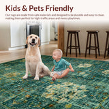 Ultra Soft Area Rug, Non Slip, Stain Resistant, Washable Area Rugs for Living Room, Bedroom, Boho Garden Rug(Blue)