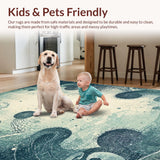 Ultra Soft Area Rug, Non Slip, Stain Resistant, Washable Area Rugs for Living Room, Bedroom, Marine Life Inspired Rug With Elegant Tentacle Swirl Pattern For Decor(Blue)
