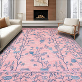 Ultra Soft Area Rug, Non Slip, Stain Resistant, Washable Area Rugs for Living Room, Bedroom, Contemporary Soft Botanical Design(Pink)