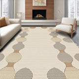 Ultra Soft Area Rug, Non Slip, Stain Resistant, Washable Area Rugs for Living Room, Bedroom, Rustic Textured Scalloped Aesthetic(Beige)