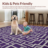Ultra Soft Area Rug, Non Slip, Stain Resistant, Washable Area Rugs for Living Room, Bedroom, Stylish Gray and Purple Harmony(Purple)