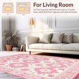 Ultra Soft Area Rug, Non Slip, Stain Resistant, Washable Area Rugs for Living Room, Bedroom, Sublime Cozy Floral Aesthetic(White)