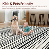 Ultra Soft Area Rug, Non Slip, Stain Resistant, Washable Area Rugs for Living Room, Bedroom, Chic Minimalist Stripe Aesthetic(Black)
