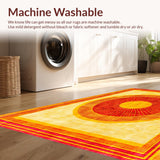 Ultra Soft Area Rug, Non Slip, Stain Resistant, Washable Area Rugs for Living Room, Bedroom, Vibrant Rainbow Geometric Composition(Gold)