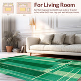 Ultra Soft Area Rug, Non Slip, Stain Resistant, Washable Area Rugs for Living Room, Bedroom, Rustic Geometric Wave Design(Green)