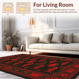 Ultra Soft Area Rug, Non Slip, Stain Resistant, Washable Area Rugs for Living Room, Bedroom, Vibrant Outdoor-Inspired Motif(Black)