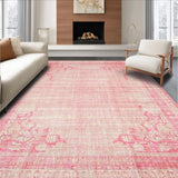 Ultra Soft Area Rug, Non Slip, Stain Resistant, Washable Area Rugs for Living Room, Bedroom, Aesthetic Bow Design Scalloped Border Rug(Pink)