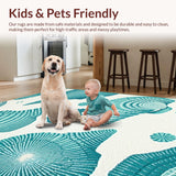 Ultra Soft Area Rug, Non Slip, Stain Resistant, Washable Area Rugs for Living Room, Bedroom, Coastal Striped Seafoam Aesthetic(Green)