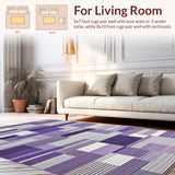 Ultra Soft Area Rug, Non Slip, Stain Resistant, Washable Area Rugs for Living Room, Bedroom, Elegant Grey Purple Symmetrical Design(Purple)