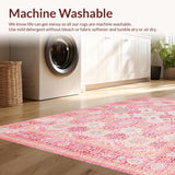 Ultra Soft Area Rug, Non Slip, Stain Resistant, Washable Area Rugs for Living Room, Bedroom, Lush Transitional Petal Arrangement(Pink)