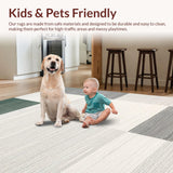 Ultra Soft Area Rug, Non Slip, Stain Resistant, Washable Area Rugs for Living Room, Bedroom, Calming Pastel Patterned Harmony(Gray)