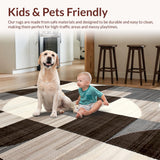 Ultra Soft Area Rug, Non Slip, Stain Resistant, Washable Area Rugs for Living Room, Bedroom, Sophisticated Linear Geometry Composition(Beige)