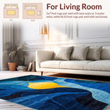 Ultra Soft Area Rug, Non Slip, Stain Resistant, Washable Area Rugs for Living Room, Bedroom, Rustic Textured Artful Statement(Blue)