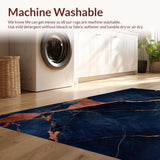 Ultra Soft Area Rug, Non Slip, Stain Resistant, Washable Area Rugs for Living Room, Bedroom, Navy Blue Marble Nursery Rug with Gold Accents(Blue)