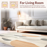 Ultra Soft Area Rug, Non Slip, Stain Resistant, Washable Area Rugs for Living Room, Bedroom, Sophisticated Round Featuring Boho in Beige Tones(Beige)