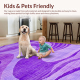 Ultra Soft Area Rug, Non Slip, Stain Resistant, Washable Area Rugs for Living Room, Bedroom, Vibrant Tie-Dye Colorful Aesthetic(Purple)