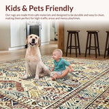 Ultra Soft Area Rug, Non Slip, Stain Resistant, Washable Area Rugs for Living Room, Bedroom, Boho Woven Neutral Area(Beige)