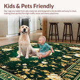 Ultra Soft Area Rug, Non Slip, Stain Resistant, Washable Area Rugs for Living Room, Bedroom, Floral Castle for Little Girl Room(Green)
