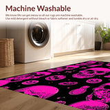 Ultra Soft Area Rug, Non Slip, Stain Resistant, Washable Area Rugs for Living Room, Bedroom, Chic Contemporary Halloween Motif(Pink)