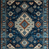 Ultra Soft Area Rug, Non Slip, Stain Resistant, Washable Area Rugs for Living Room, Bedroom, Rustic Watercolor Geometric Design(Blue)