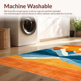 Ultra Soft Area Rug, Non Slip, Stain Resistant, Washable Area Rugs for Living Room, Bedroom, Expressive Circular Abstract Aesthetics(Orange)