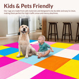Ultra Soft Area Rug, Non Slip, Stain Resistant, Washable Area Rugs for Living Room, Bedroom, Joyful Brightly Colored Learning Canvas(Yellow)