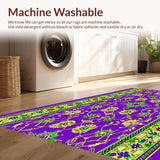 Ultra Soft Area Rug, Non Slip, Stain Resistant, Washable Area Rugs for Living Room, Bedroom, Luxurious Multi-Color Geometric Motif(Purple)
