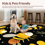 Ultra Soft Area Rug, Non Slip, Stain Resistant, Washable Area Rugs for Living Room, Bedroom, Cute Nature-Themed Decorative Piece(Yellow)
