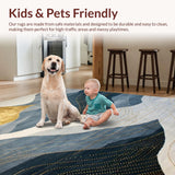 Ultra Soft Area Rug, Non Slip, Stain Resistant, Washable Area Rugs for Living Room, Bedroom, Elegant Gold Geometric Symphony(Blue)