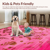 Ultra Soft Area Rug, Non Slip, Stain Resistant, Washable Area Rugs for Living Room, Bedroom, Artistic Cheetah Pattern Elegance(Pink)