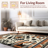Southwestern Inspired Tribal Motif Rug with Earthy Tones(Beige)