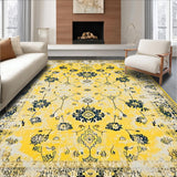 Ultra Soft Area Rug, Non Slip, Stain Resistant, Washable Area Rugs for Living Room, Bedroom, Unique Minimalist Ogee Print(Yellow)