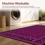 Ultra Soft Area Rug, Non Slip, Stain Resistant, Washable Area Rugs for Living Room, Bedroom, Elegant Curvilinear Scrollwork Design(Purple)
