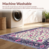 Ultra Soft Area Rug, Non Slip, Stain Resistant, Washable Area Rugs for Living Room, Bedroom, Whimsical Vintage Garden Imagery(Ivory)