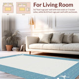 Ultra Soft Area Rug, Non Slip, Stain Resistant, Washable Area Rugs for Living Room, Bedroom, Rustic Striped Coastal Charm(Blue)