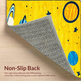 Ultra Soft Area Rug, Non Slip, Stain Resistant, Washable Area Rugs for Living Room, Bedroom, Orbiting Brightly Colored Elements(Yellow)