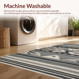 Ultra Soft Area Rug, Non Slip, Stain Resistant, Washable Area Rugs for Living Room, Bedroom, Chic Diamond Stripe Motif(Black)