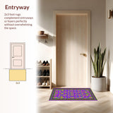 Ultra Soft Area Rug, Non Slip, Stain Resistant, Washable Area Rugs for Living Room, Bedroom, Lively Traditional Carnival Aesthetic(Purple)
