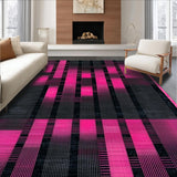 Ultra Soft Area Rug, Non Slip, Stain Resistant, Washable Area Rugs for Living Room, Bedroom, Sophisticated Artistic Ripple Motif(Pink)