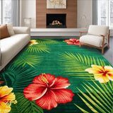 Ultra Soft Area Rug, Non Slip, Stain Resistant, Washable Area Rugs for Living Room, Bedroom, Abstract Rustic Botanical Illustration(Green)
