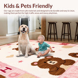 Ultra Soft Area Rug, Non Slip, Stain Resistant, Washable Area Rugs for Living Room, Bedroom, Whimsical Educational Alphabet Delight(Pink)
