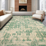 Ultra Soft Area Rug, Non Slip, Stain Resistant, Washable Area Rugs for Living Room, Bedroom, Vintage Ashler Beige & Green(Green)